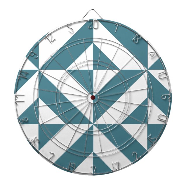 Deep Teal Grönt Geometric Deco Cube Mönster Piltavla (Framsidan)
