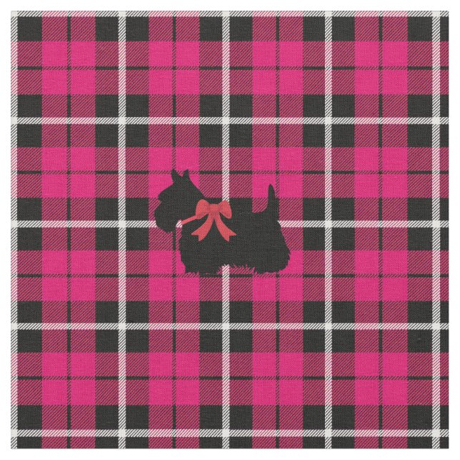 Deep varmt Autumn Rosa Scottish Terrier plaid Tyg (Närbild)