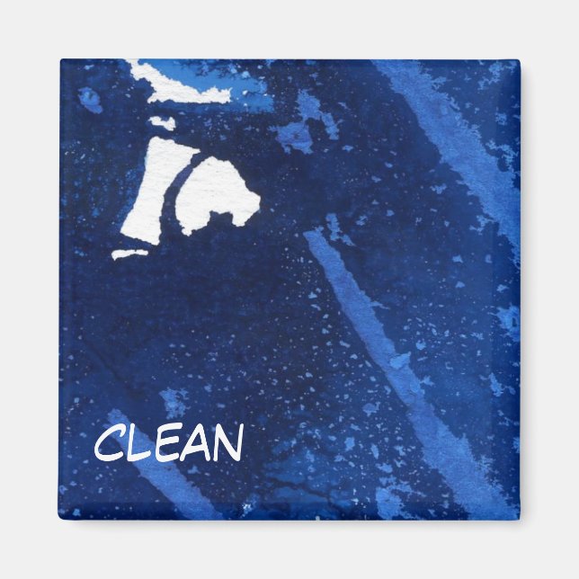 "Deep Vatten #4" Abstrakt Dishwasher Status Magnet (Framsidan)