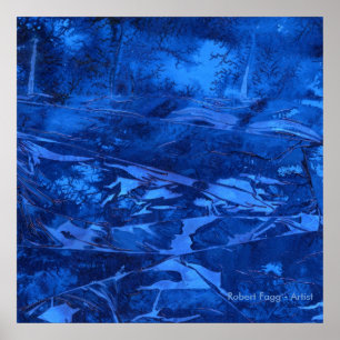"Deep Vatten #5" Abstrakt av Robert Fagg blue Poster