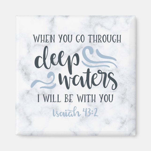 Deep Vatten | Uppmuntra Bible Verse Gift Magnet (Framsidan)