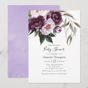 Deep Velvet Blommigt Baby Shower Inbjudningar
