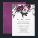 Deep Velvet Blommigt Bat mitzvah Inbjudningar<br><div class="desc">Violet och plum boho blommigt-handmålade bat mitzvah inbjudningar med vattenfärg är designade för att snabbt och enkelt kunna anpassas till dina händelsespecifikationer.</div>
