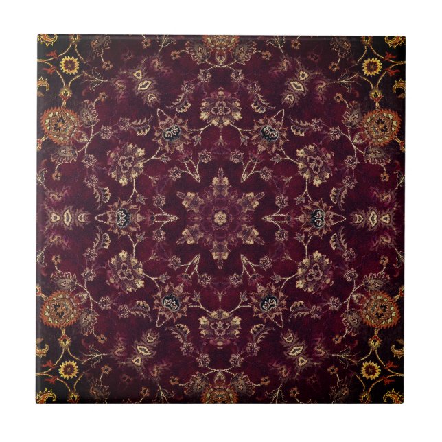 Deep Vin Maroon Burgundy Kaleidoscope Kakelplatta (Framsidan)