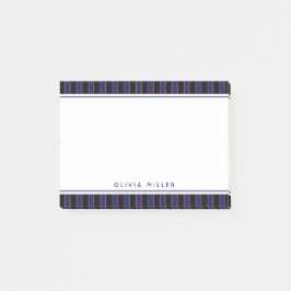 Deep Vintage Striped Blue Pattern Custom  Post-it Block