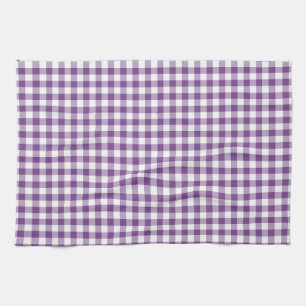 Deep Violet Lila och White Gingham Mönster Kökshandduk