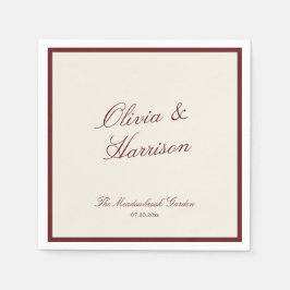Deep Wine Classic Calligraphy Old Money Wedding Pappersservett