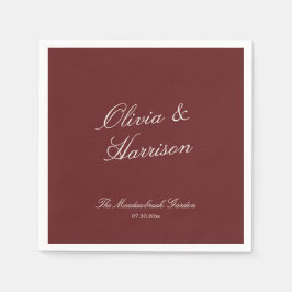 Deep Wine Classic Calligraphy Wedding Pappersservett