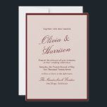 Deep Wine Old Money Calligraphy Wedding Invitation Inbjudningar<br><div class="desc">Deep Wine old money wedding invitations designed for a refined, heirloom-inspired celebration. This Deep Wine and Dried Rose wedding invitation blends Old World calligraphy with 2026 Winecore elegance, creating a romantic editorial aesthetic. Perfect for the traditional yet fashion-aware bride who loves formal wording and timeless typography. Pair with wax seals,...</div>