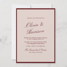 Deep Wine Old Money Calligraphy Wedding Invitation Inbjudningar