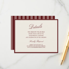 Deep Wine Old Money Striped Details Card Tilläggskort