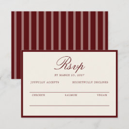 Deep Wine Old Money Wedding RSVP Card Tilläggskort