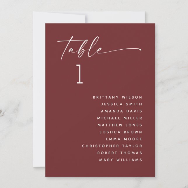 Deep Wine Red Wedding Seating Chart | Elegant Fall Inbjudningar (Framsida)
