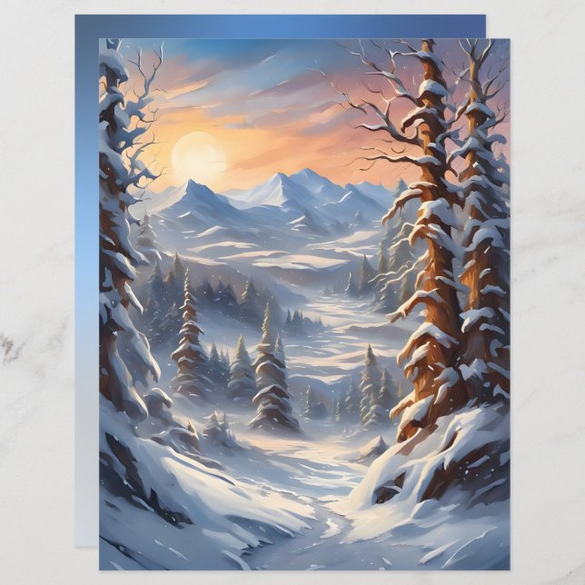 Deep Winter in the Mountains Scrapbook Paper (Fram/baksida)