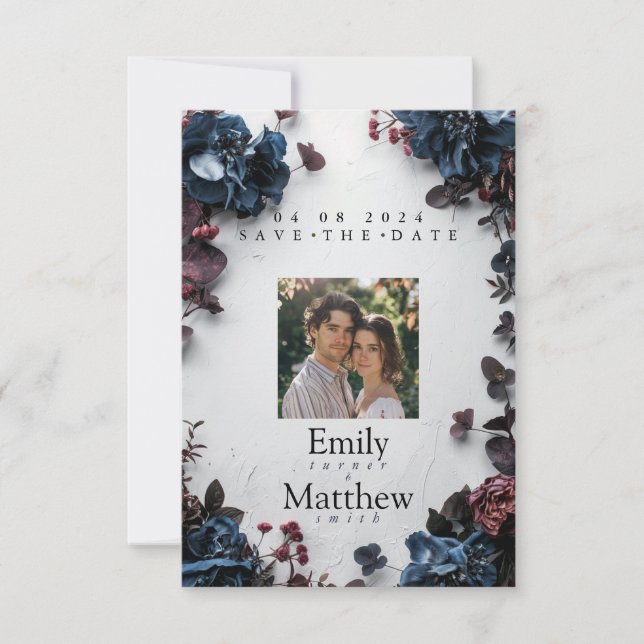 Deep Woodland Romantik Bröllop Spara Datumet (Framsida)