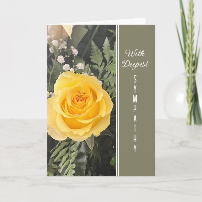 Deepest Sympathy yellow rose greeting Kort (Framsida)