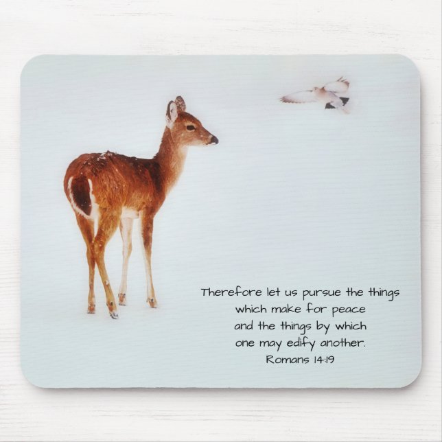 Deer and Dove Faith Bible Verse Mouse Pad Musmatta (Framsidan)