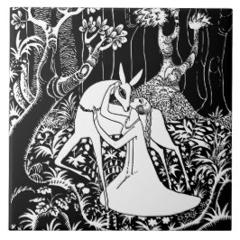 DEER AND WOMAN DECORATIVE TILE KAKELPLATTA