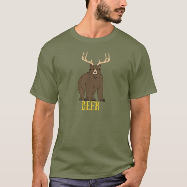 Deer + Bear = Beer funny t-shirt (Framsida)