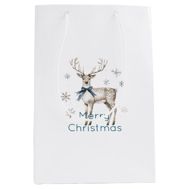 Deer Blue Bow Snowflakes Christmas (Framsidan)