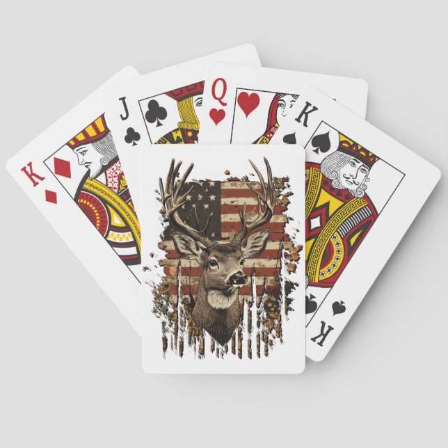 Deer, Buck Season USA Flag Casinokort (Baksidan)