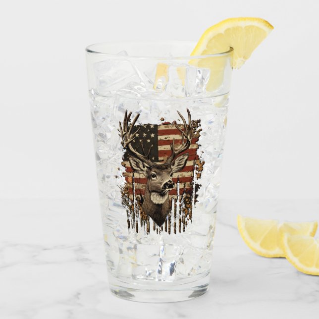 Deer, Buck Season USA Flag Glaskopp (Bakside Is)