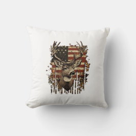 Deer, Buck Season USA Flag Kudde