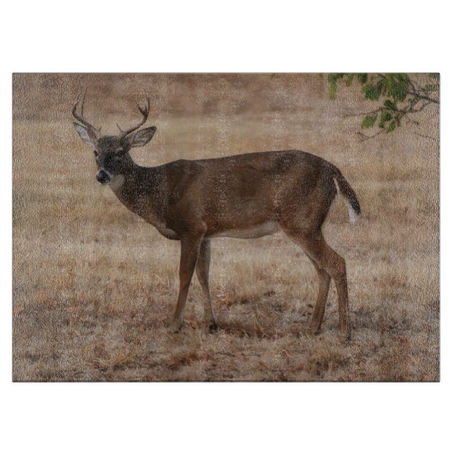 Deer Buck Wild Art Glass Cutting Board (Framsidan)