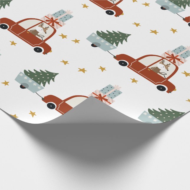 Deer Christmas Tree Illustration Wrapping Paper Presentpapper (Hörn)