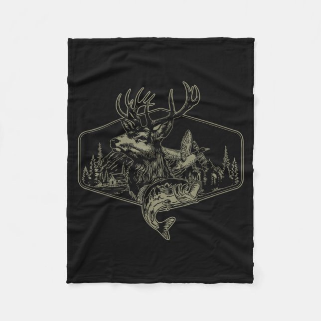 Deer Duck Fishing Hunting Solves Most Of My Proble Fleecefilt (Framsidan)