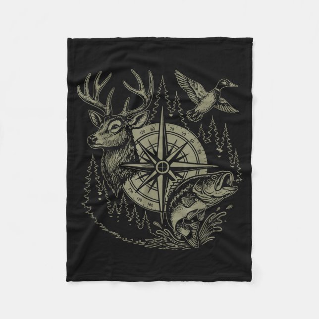 Deer Duck Fishing Hunting Solves Most Of My Proble Fleecefilt (Framsidan)