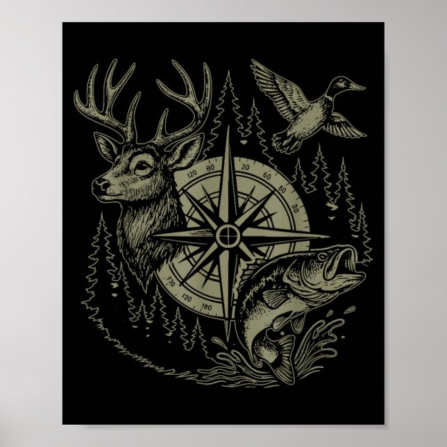 Deer Duck Fiske Jakt Löser De Flesta Av Mina Probl Poster (Framsidan)