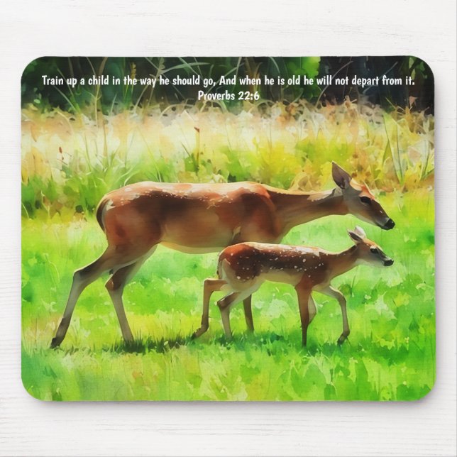 Deer Faith Bible Verse Proverbs Mouse Pad Musmatta (Framsidan)