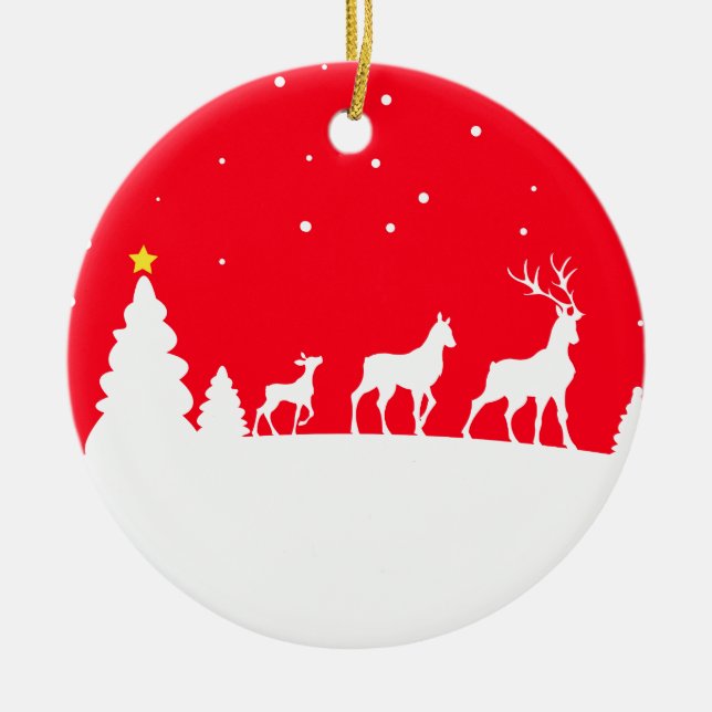 deer family julgransprydnad keramik (Framsidan)