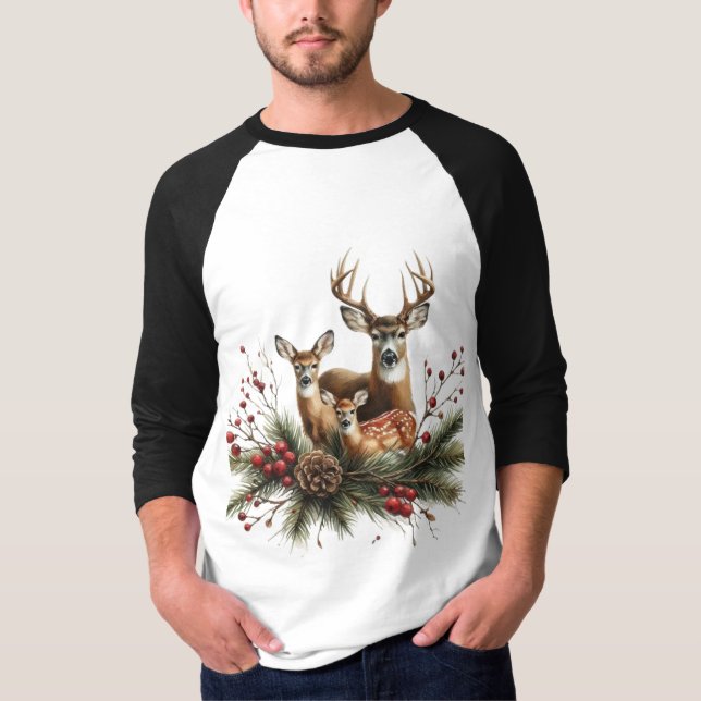 Deer Family  T Shirt (Framsida)