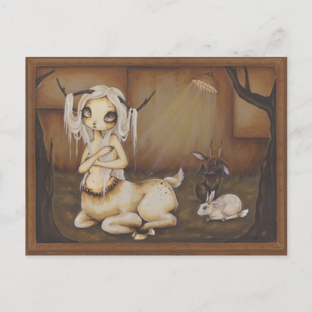 Deer flicka zombie gotisk fantasi vykort (Framsida)