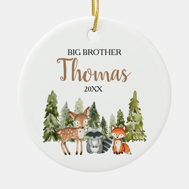 Deer Fox Skog Storebror Julpresent  Julgransprydnad Keramik (Framsidan)