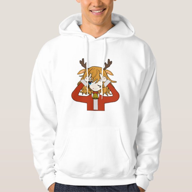 deer girl with santa clothes hoodie (Framsida)