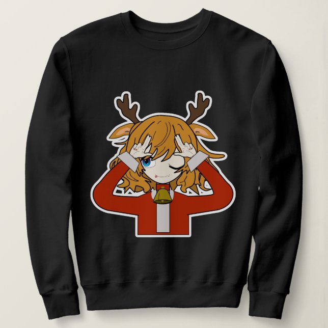 deer girl with santa clothes t shirt (Design framsida)