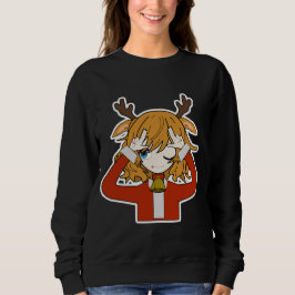deer girl with santa clothes t shirt