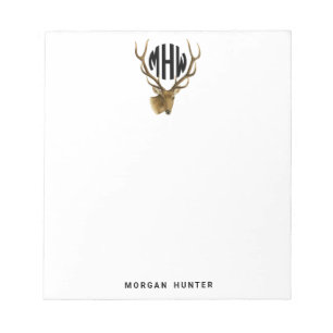 Deer Head Black Circle Monogram teckensnitt Anteckningsblock