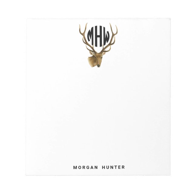 Deer Head Black Circle Monogram teckensnitt Anteckningsblock (Framsida)