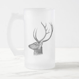 Deer Head Silhouette Frostat Ölglas