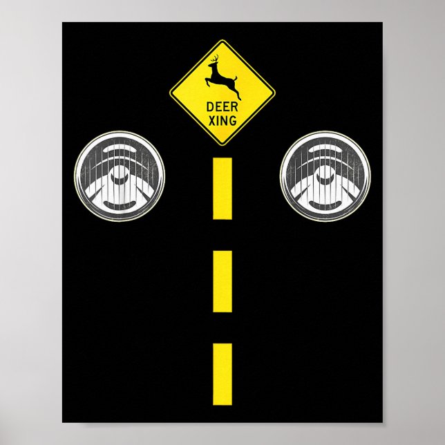 Deer Headlights With Road Markings Couples Costume Poster (Framsidan)