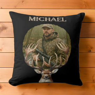 Deer Hunter Personalized Photo Camouflage Name Kudde