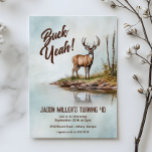 Deer Hunting Buck Yeah 40th Birthday Party Inbjudningar<br><div class="desc">Celebrate another year buck wild with this rustic deer hunting–themed birthday party design, featuring a detailed watercolor deer standing in the woods. Perfect for outdoorsmen, hunters, and nature lovers, this design blends a rugged yet artistic woodland style with bold “Buck Yeah” birthday humor. Ideal for adult men of any age,...</div>