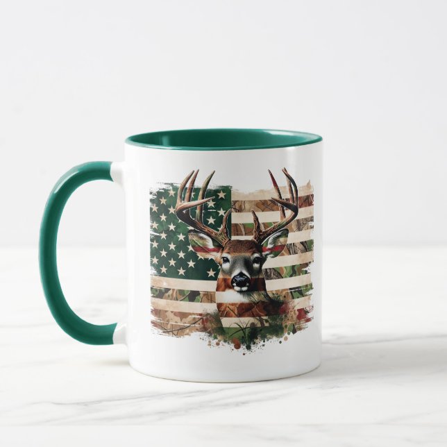 Deer Hunting Flag Print Coffee Mug Mugg (Vänster)