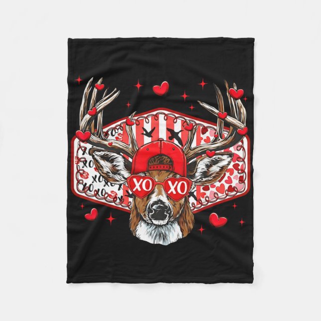 Deer Hunting Xoxo Valentine Buck Boys Cap Men Wome Fleecefilt (Framsidan)
