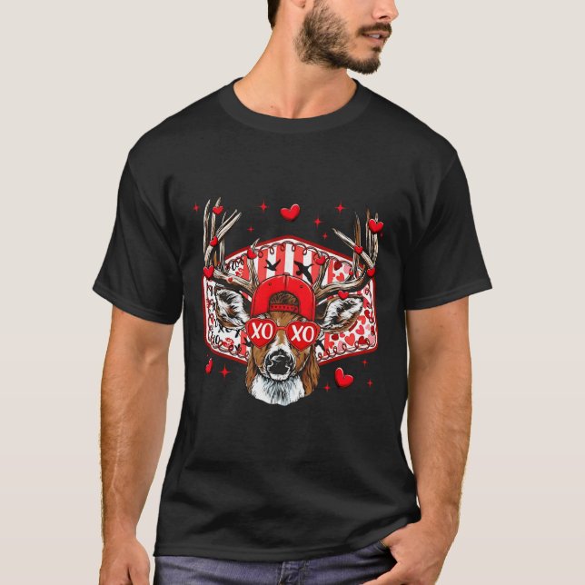 Deer Hunting Xoxo Valentine Buck Boys Cap Men Wome T Shirt (Framsida)