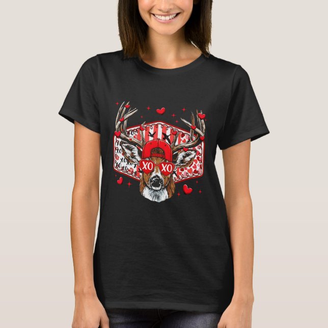 Deer Hunting Xoxo Valentine Buck Boys Cap Men Wome T Shirt (Framsida)